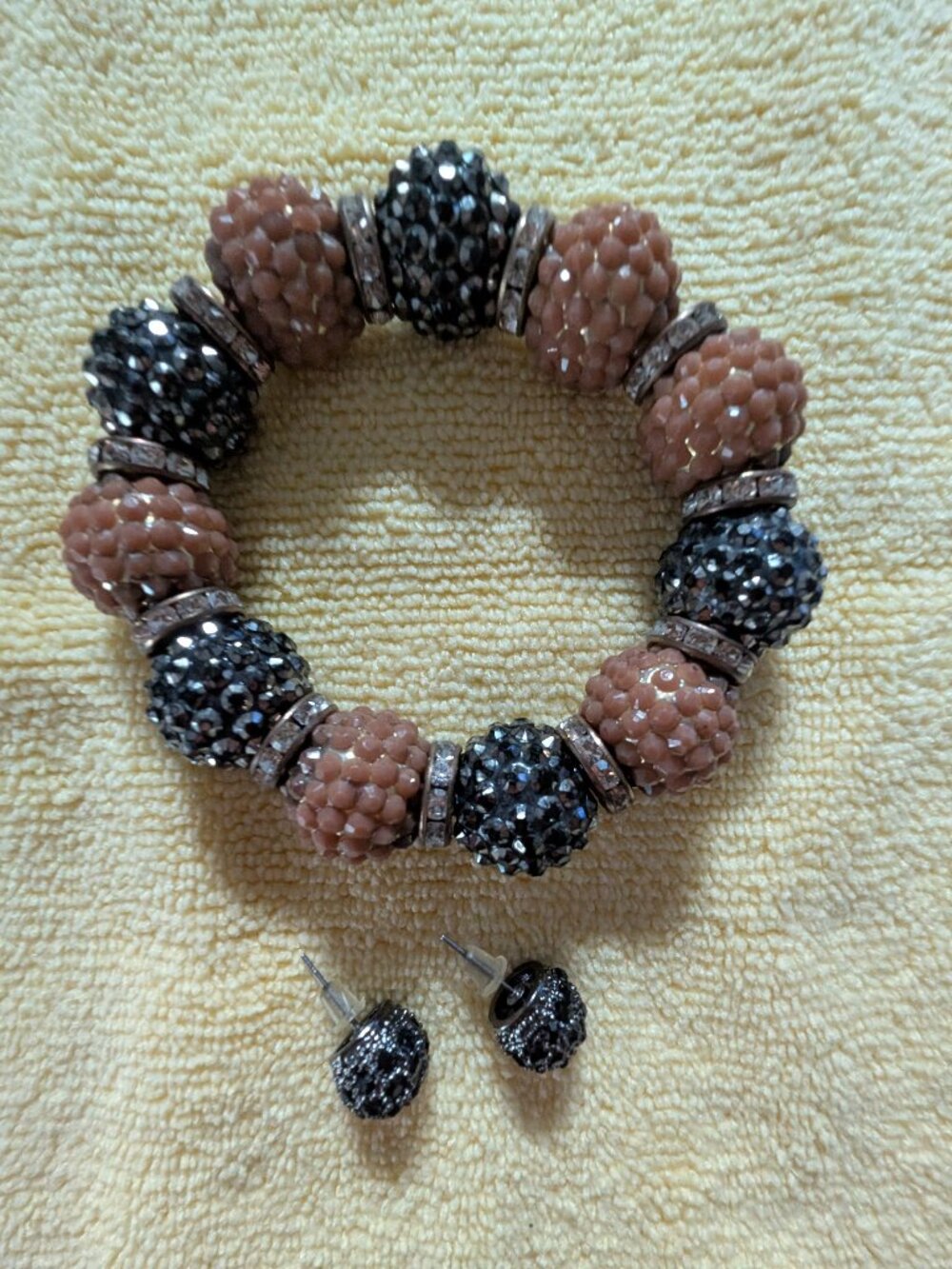 Brown Bracelet with matching pierced earings